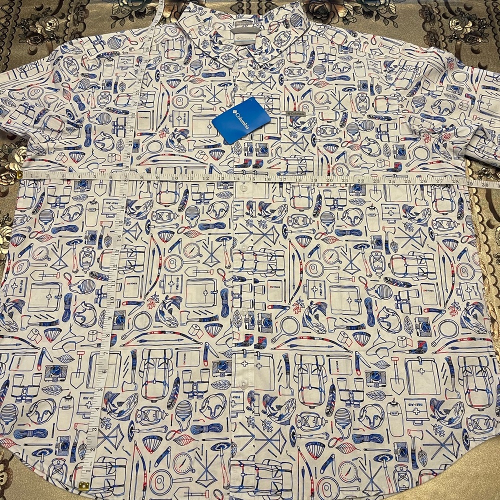 Columbia Men's Rapid Rivers Printed Short Sleeve Size XXL/ M. Mountain Red Camp - Picture 8 of 11